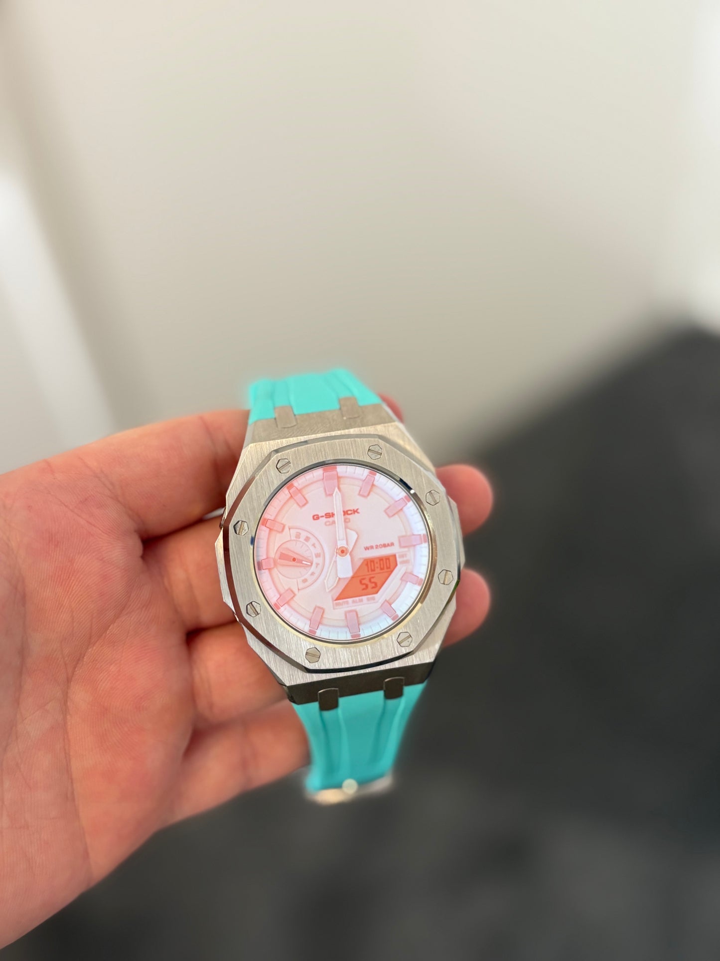 Custom Casio GA-2100 Casioak Blue/Orange Reflection Dial