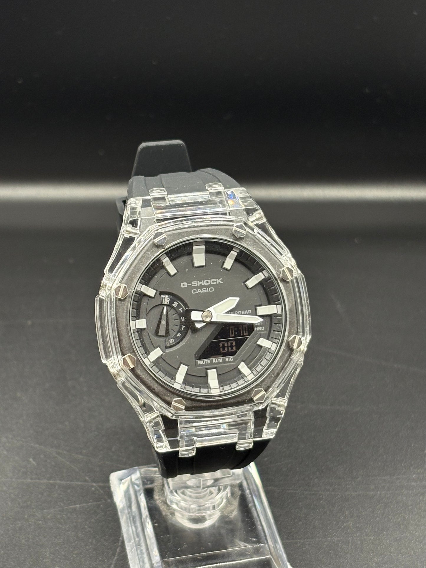 Custom Casio GA-2100 Casioak Black Rubber Strap & Plastic Bezel