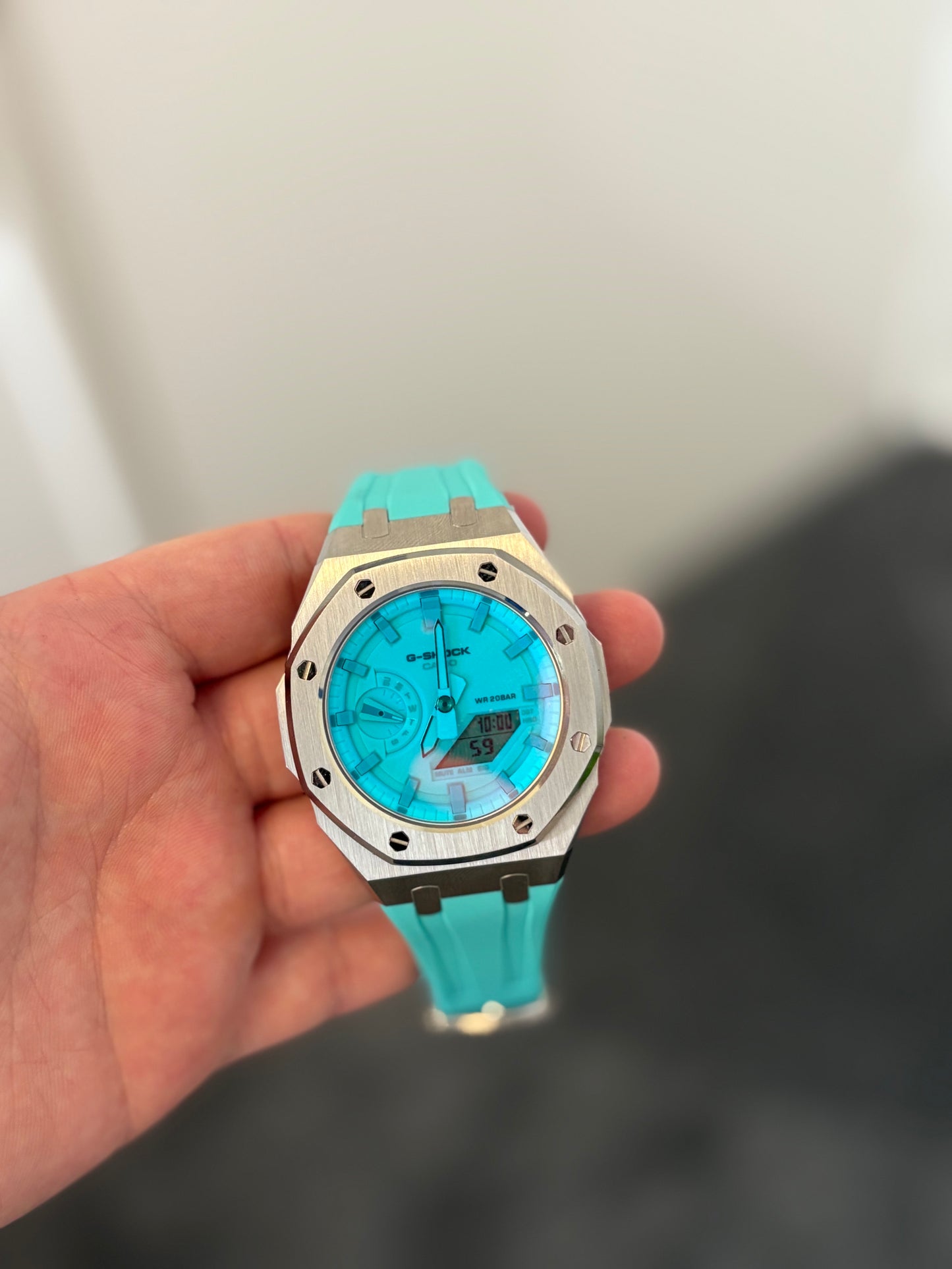 Custom Casio GA-2100 Casioak Blue/Orange Reflection Dial