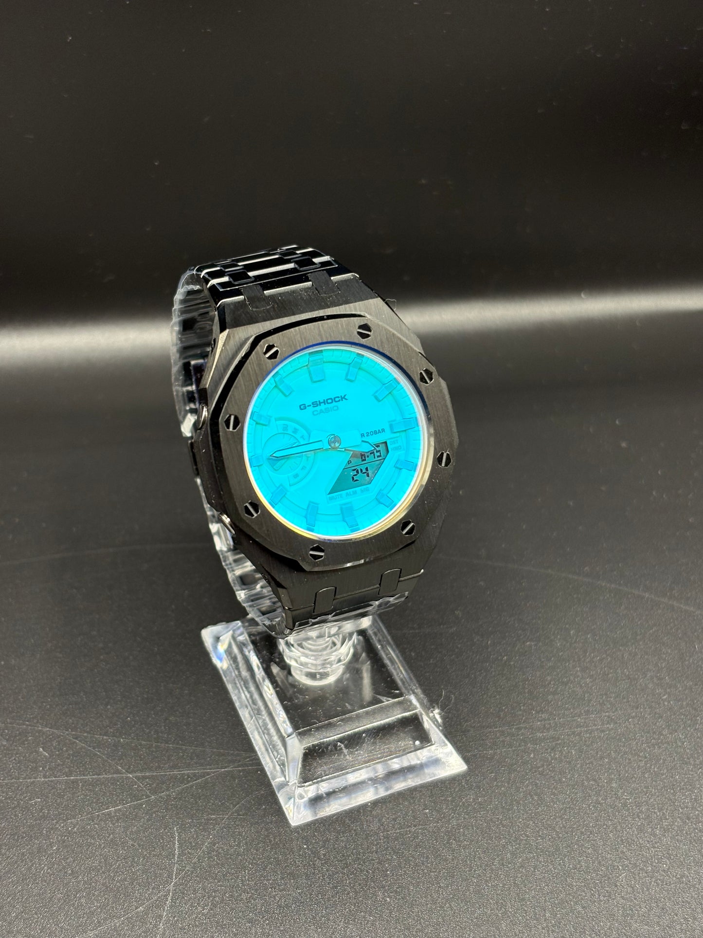 Custom Casio GA-2100 Casioak Blue/Orange Reflection Dial