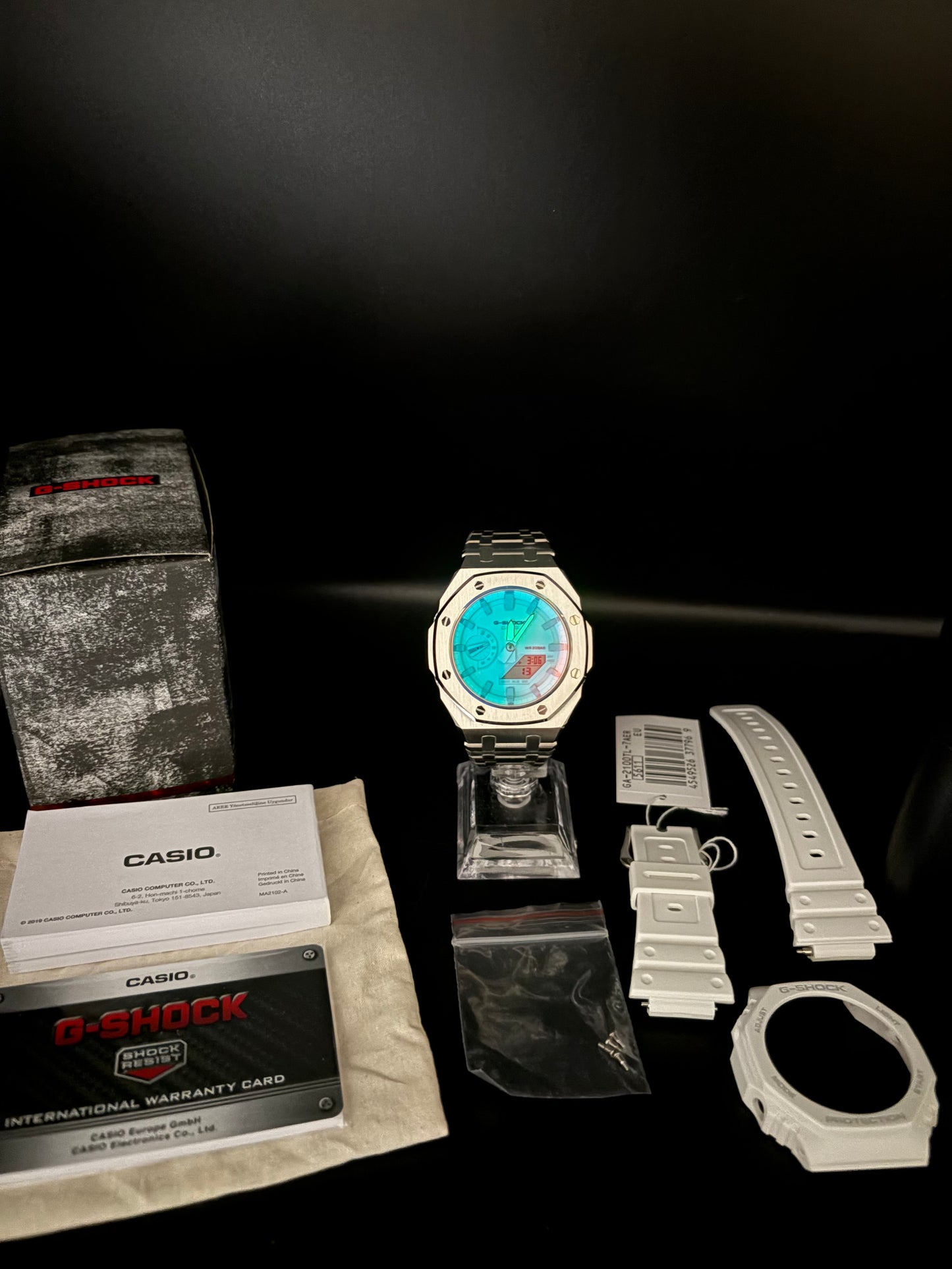 Custom Casio GA-2100 Casioak Blue/Orange Reflection Dial