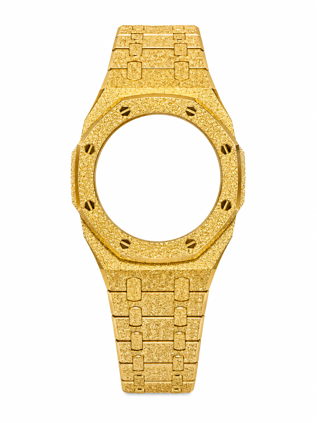Yellow Gold Frosted Casio GA-2100 Mod Kit – Stainless Steel CasiOak Case & Strap Upgrade