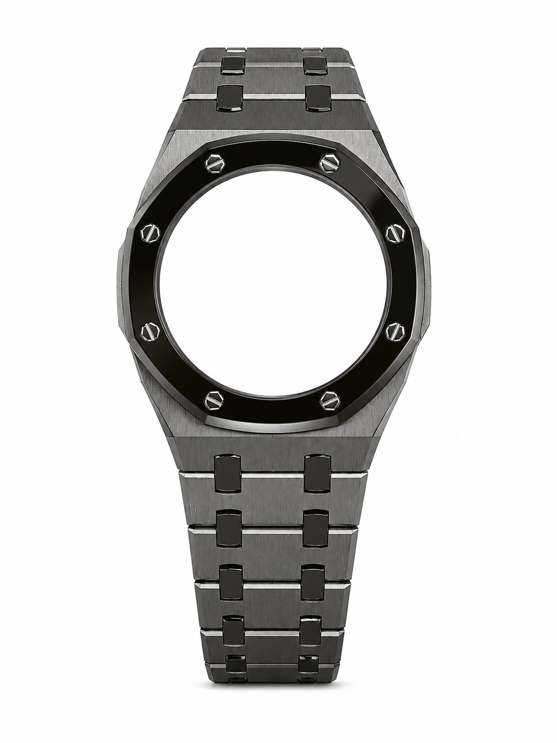 Gun Metal Grey Two Tone Casio GA-2100 Mod Kit – Stainless Steel CasiOak Case & Strap Upgrade