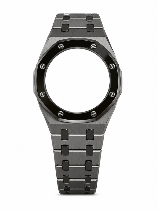 Gun Metal Grey Two Tone Casio GA-2100 Mod Kit – Stainless Steel CasiOak Case & Strap Upgrade