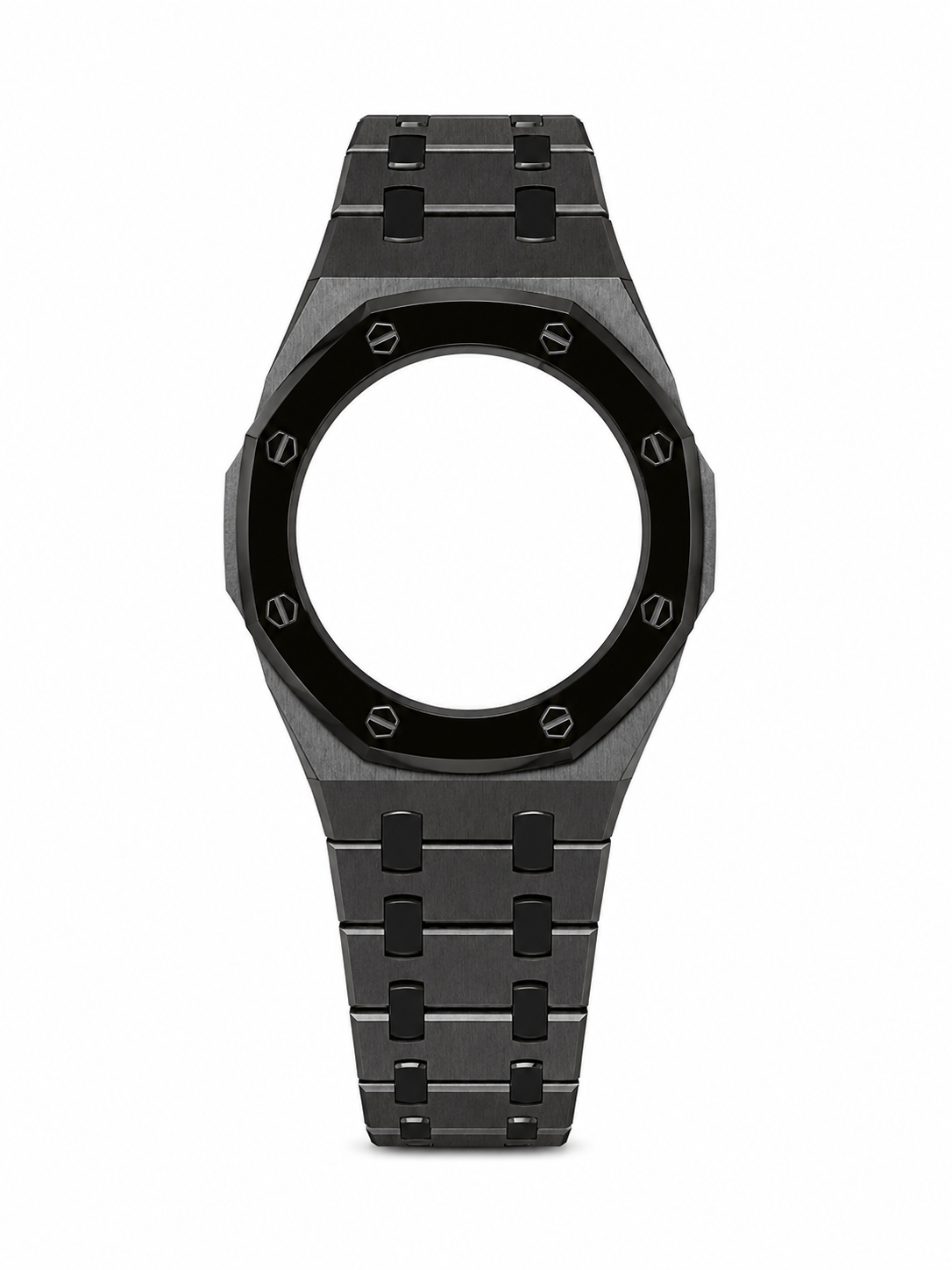 Black Two Tone Casio GA-2100 Mod Kit – Stainless Steel CasiOak Case & Strap Upgrade