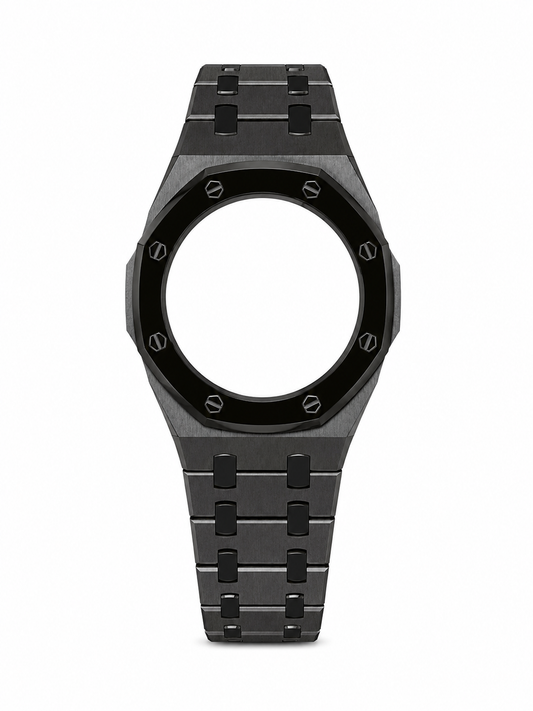 Black Two Tone Casio GA-2100 Mod Kit – Stainless Steel CasiOak Case & Strap Upgrade