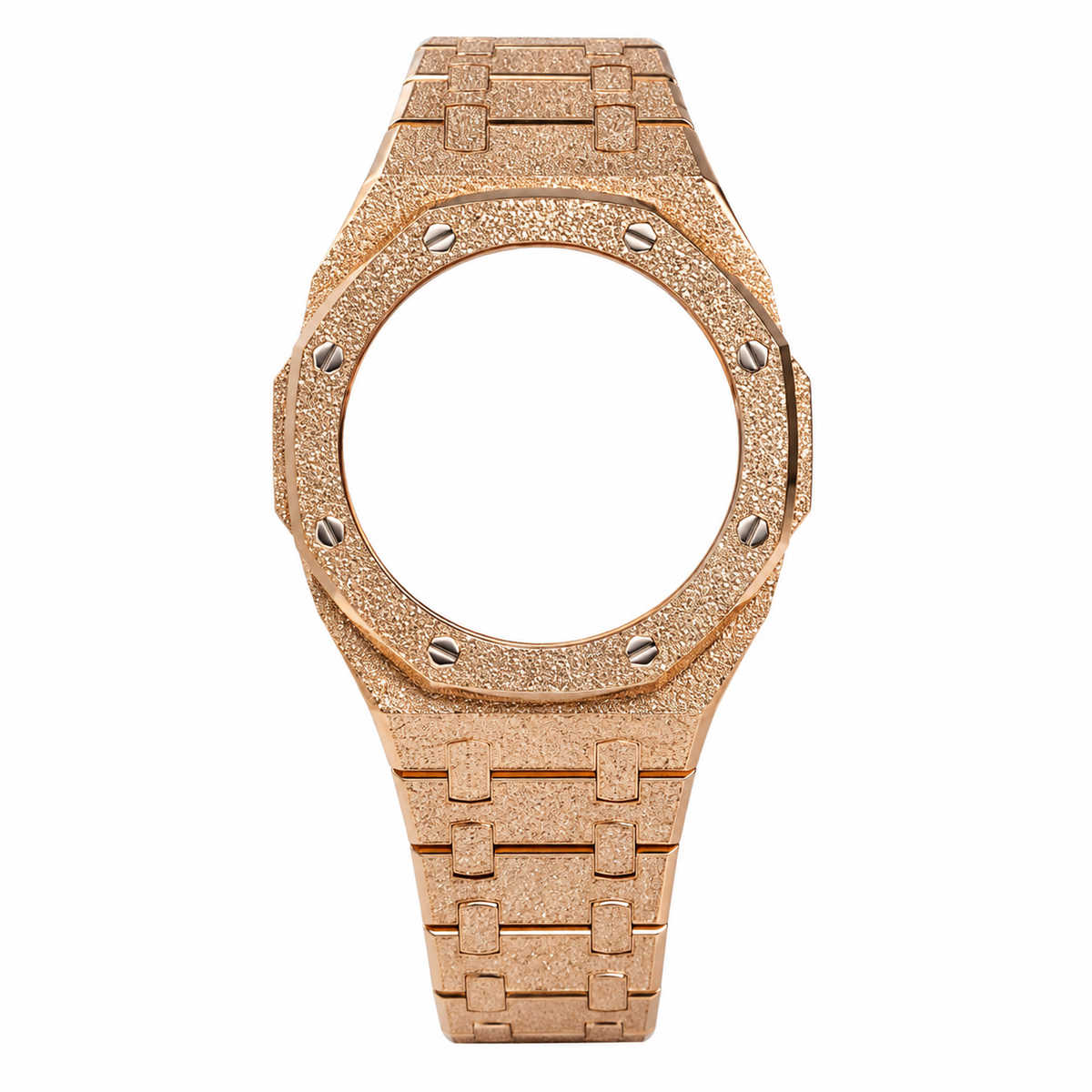 Rose Gold Frosted Casio GA-2100 Mod Kit – Stainless Steel CasiOak Case & Strap Upgrade