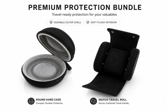 Premium Watch Protection Bundle – Hard Shell Watch Case & Travel Roll Storage for Luxury Watches