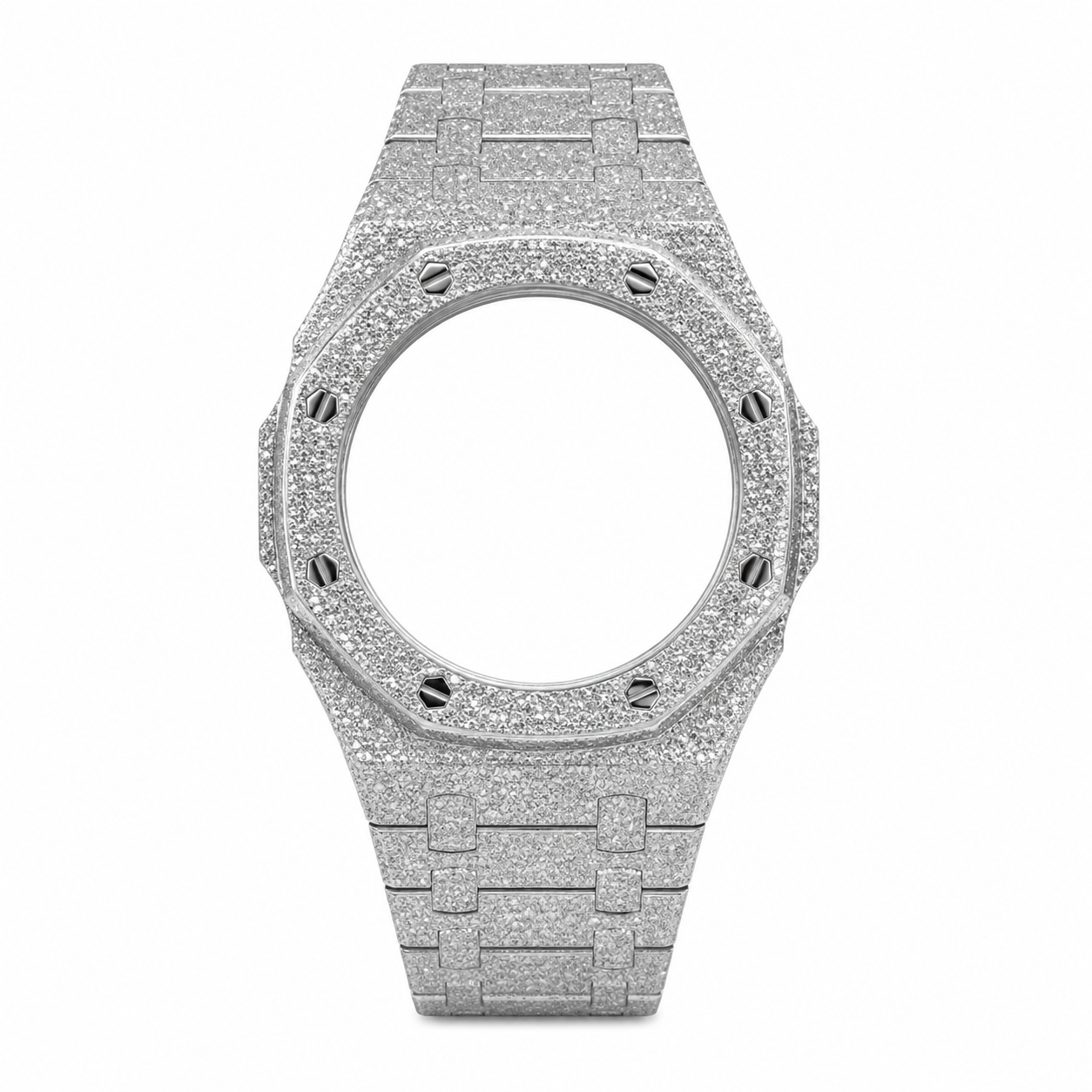 Frosted Casio GA-2100 Mod Kit – Stainless Steel CasiOak Case & Strap Upgrade