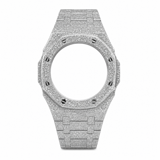 Frosted Casio GA-2100 Mod Kit – Stainless Steel CasiOak Case & Strap Upgrade