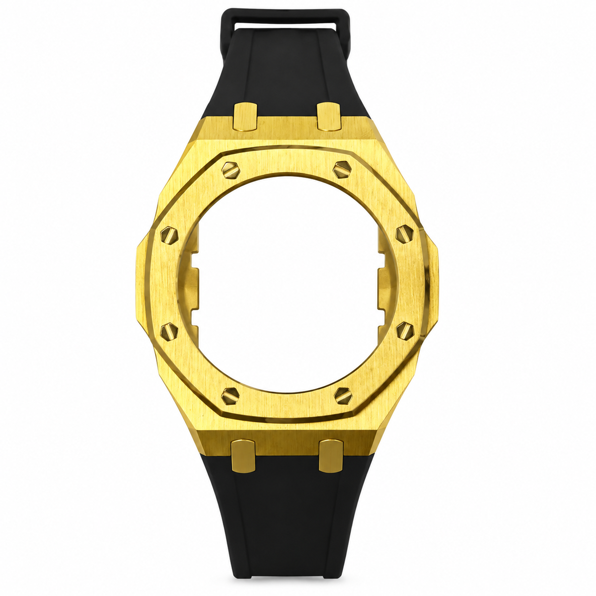 Casio GA-2100 Mod Kit – Stainless Steel CasiOak Case & Strap Upgrade - Black & Yellow Gold